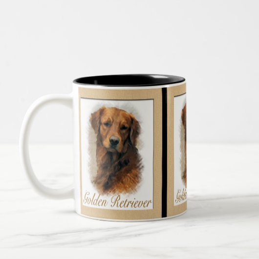 Golden Retriever Kunst Geschenke Zweifarbige Tasse (Links)