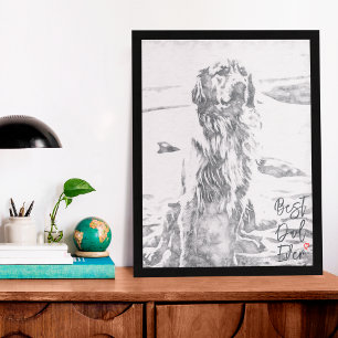 Golden Retriever Kunst Vater Poster
