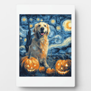 Golden Retriever Kürbis Sternennacht Hundemama Van Fotoplatte
