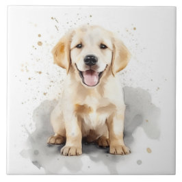 Golden Retriever Labrador Puppy Watercolor Fliese