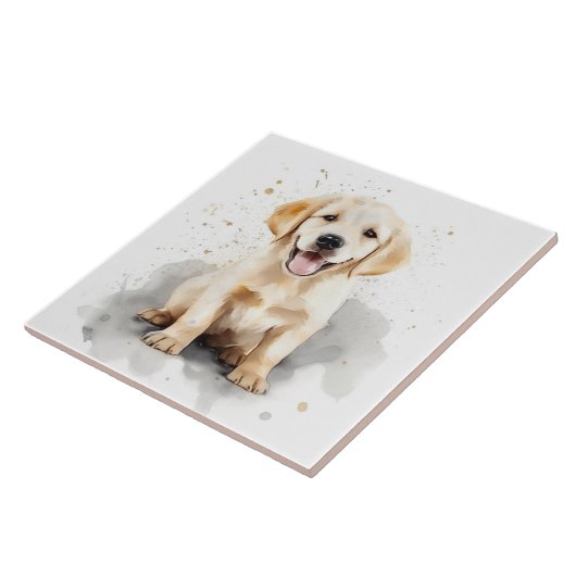 Golden Retriever Labrador Puppy Watercolor Fliese (Seite)