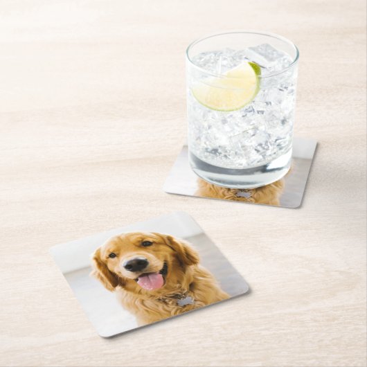 Golden Retriever Lächeln Rechteckiger Pappuntersetzer (Vor Ort)