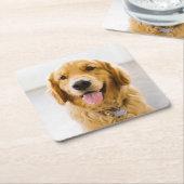 Golden Retriever Lächeln Rechteckiger Pappuntersetzer (angewinkelt)