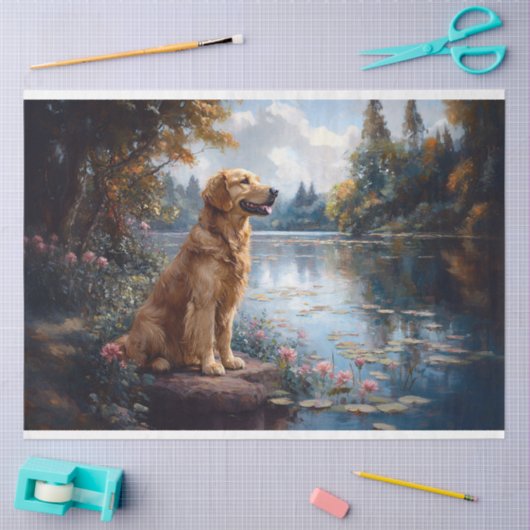 Golden Retriever Lake Liverpool Decoupage Seidenpapier (Basteln)