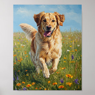Golden Retriever Lauf Impressionistische Kunst Poster
