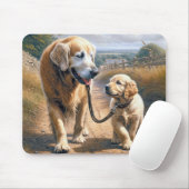 Golden Retriever laufen auf einer Landstraße Mousepad (Mit Mouse)
