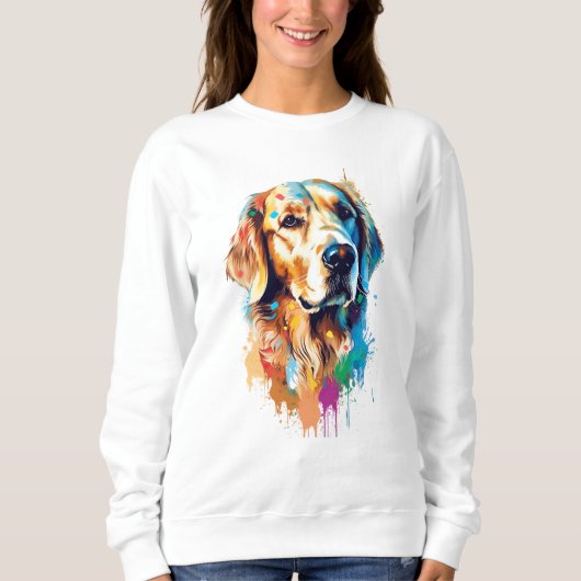 Golden Retriever Lebhaft und farbenfroh Sweatshirt (Vorderseite)