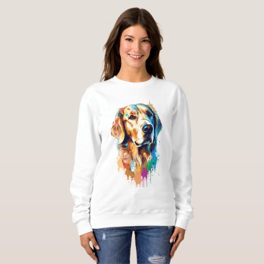 Golden Retriever Lebhaft und farbenfroh Sweatshirt (Vorne ganz)