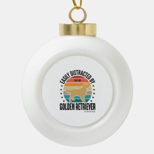 Golden Retriever Leicht Ablenkbar Vintage-Hundedes Keramik Kugel-Ornament