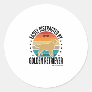 Golden Retriever Leicht Ablenkbar Vintage-Hundedes Runder Aufkleber