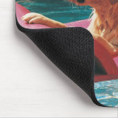 Golden Retriever Lern on a Air Bed and Breakfast Mousepad (Ecke)