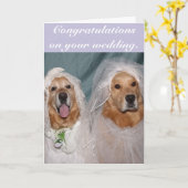 Golden Retriever Lesbian Brides Wedding Karte (Gelbe Blume)