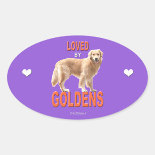 Golden Retriever "Liebe" Oval Aufkleber