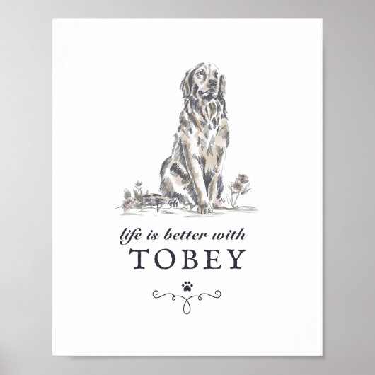 Golden Retriever Life'sBetter With Custom Dog Name Poster (Vorne)