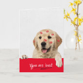 Golden Retriever Lippenstift küsst Valentine Karte (Gelbe Blume)