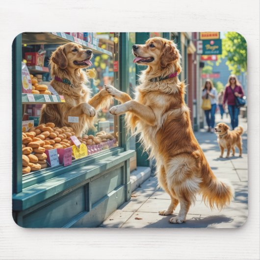 Golden Retriever Looking Into a Bakery Window Mousepad (Vorne)