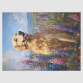 Golden Retriever Lupine Blume Decoupage Seidenpapier (Vorderseite)
