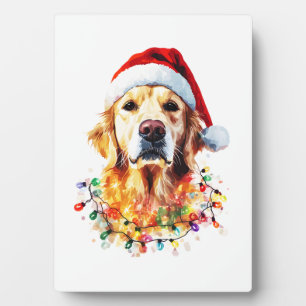 Golden Retriever Lustiger Hund Weihnachten Santa H Fotoplatte