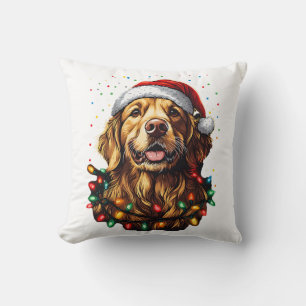 Golden Retriever Lustiger Hund Weihnachten Santa H Kissen