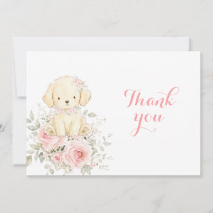 Golden Retriever Mädchen Baby Shower Floral Welpe Dankeskarte