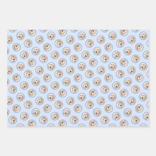 Golden Retriever Malerei Niedlich Original Hunde K Geschenkpapier Set (Vorderseite)