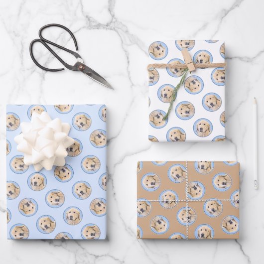 Golden Retriever Malerei Niedlich Original Hunde K Geschenkpapier Set (Vorderseite)