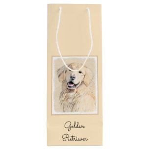 Golden Retriever Malerei - Niedliche Original Hund Geschenktüte Für Weinflaschen