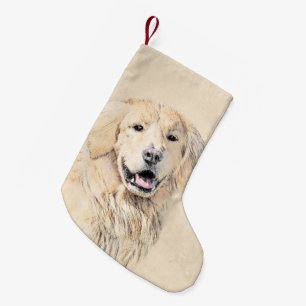 Golden Retriever Malerei - Niedliche Original Hund Kleiner Weihnachtsstrumpf