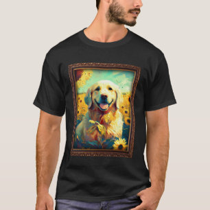 Golden Retriever-Malerei-Sonnenblume-Blume-Mutter T-Shirt