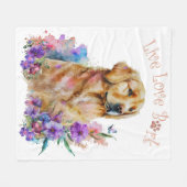 Golden Retriever Mama Floral Fleecedecke (Vorderseite (Horizontal))