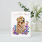 Golden Retriever Mama Floral Postkarte (Stehend Vorderseite)