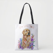 Golden Retriever Mama Floral Tasche (Vorderseite)