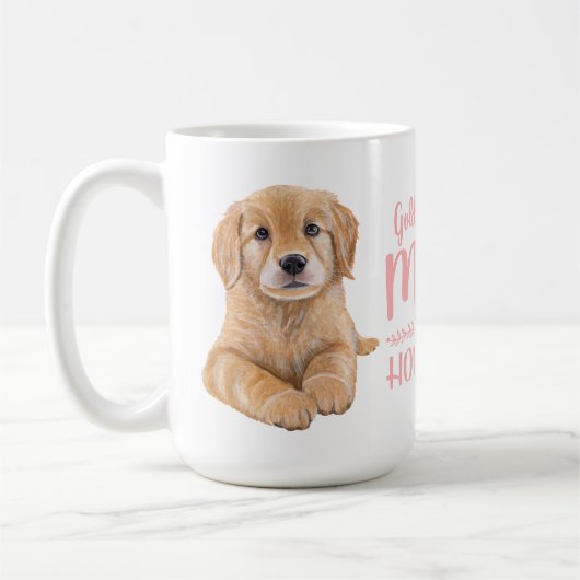 Golden Retriever Mama Geschenk Wasserfarben Welpen Kaffeetasse (Links)