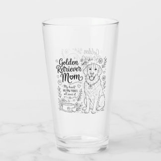 Golden Retriever Mama Hund Liebhaber Linienkunst Glas