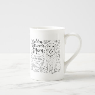 Golden Retriever Mama Hundeliebhaber Linienkunst Porzellantasse