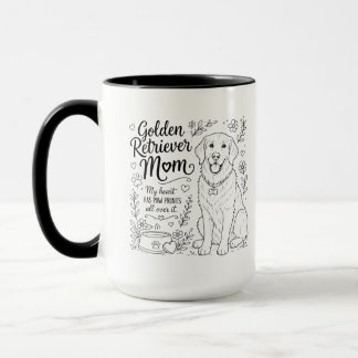 Golden Retriever Mama Hundeliebhaber Linienkunst Tasse