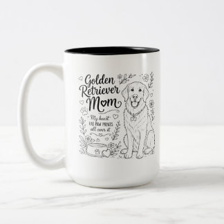 Golden Retriever Mama Hundeliebhaber Linienkunst Zweifarbige Tasse