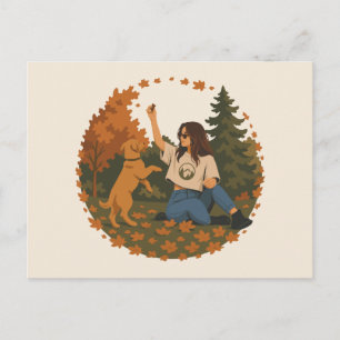 Golden Retriever Mama Leben Herbst Abenteuer Postkarte