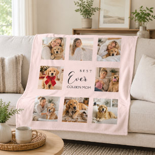 Golden Retriever Mama Mutter Rosa Fotocollage Fleecedecke
