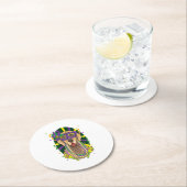 Golden Retriever Mardi Gras Dog Runder Pappuntersetzer (Vor Ort)