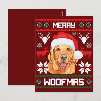 Golden Retriever Merry Woofmas Sweatshirt Dog Postkarte