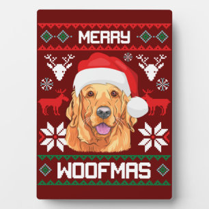 Golden Retriever Merry Woofmas Sweatshirt Hund Fotoplatte