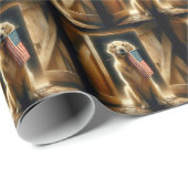 Golden Retriever mit amerikanischer Flagge Geschenkpapier (Rolleneckpunkt)