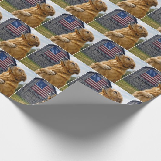 Golden Retriever mit amerikanischer Flagge Geschenkpapier (Ecke)