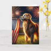 Golden Retriever mit amerikanischer Flagge Karte (Gelbe Blume)