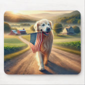 Golden Retriever mit amerikanischer Flagge Mousepad (Vorne)