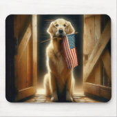Golden Retriever mit amerikanischer Flagge Mousepad (Vorne)