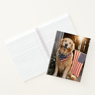 Golden Retriever mit amerikanischer Flagge Notizblock