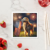 Golden Retriever mit amerikanischer Flagge Serviette (Beispiel)