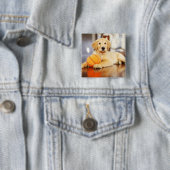 Golden Retriever mit Basketballspielzeug Button (Beispiel)